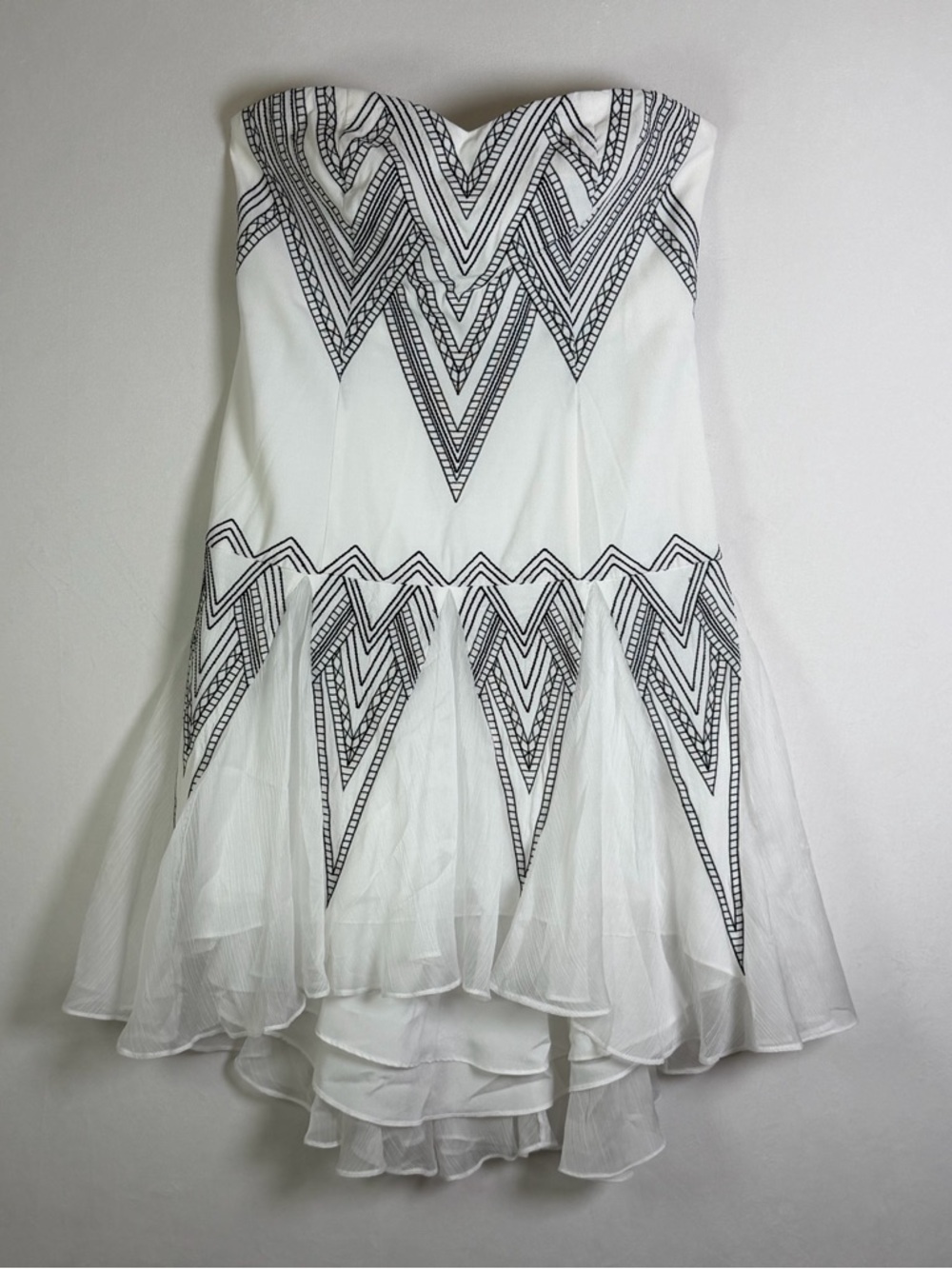 Free People Womens Sz 4 Strapless White Embroidered Fit Flare Mini Party Dress - Picture 2 of 15